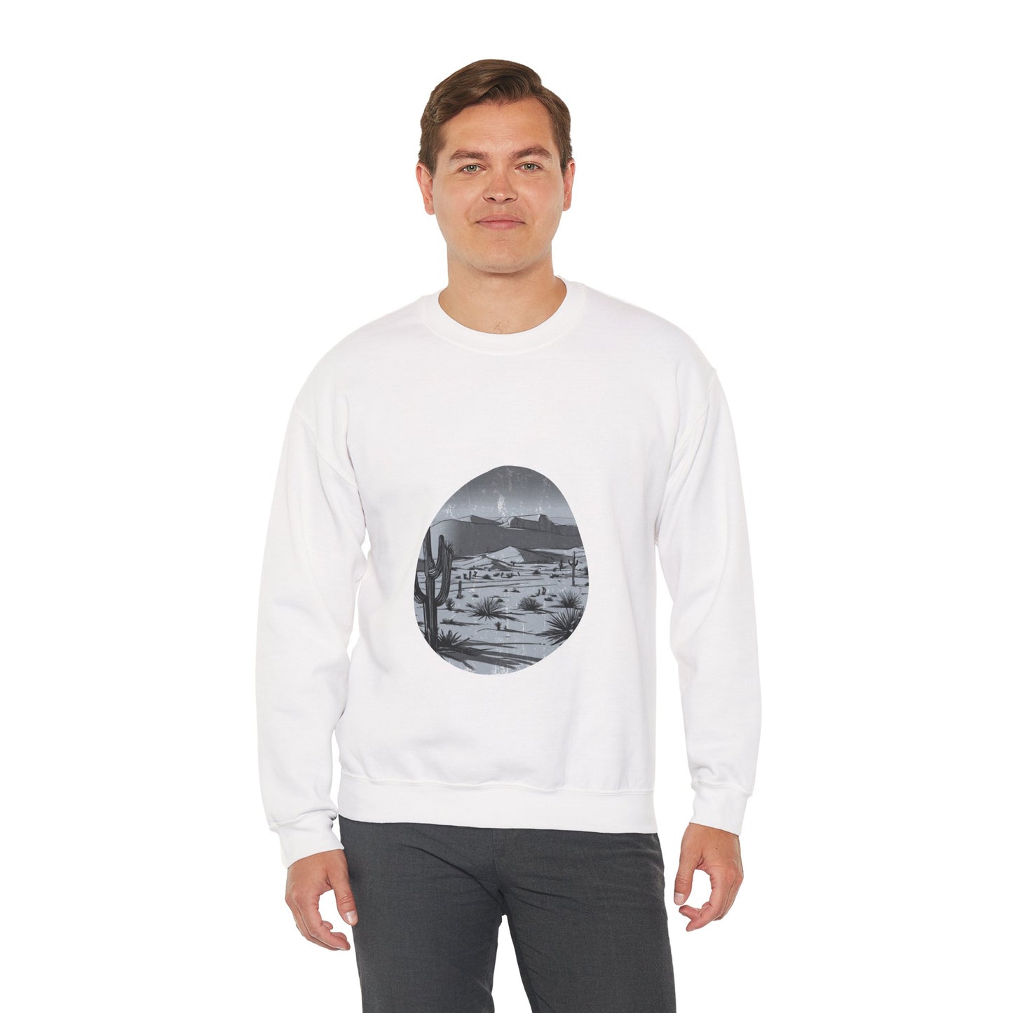 Sweat-Shirt à Design Paysage Désertique Minimaliste, Cadeau Unique, Amateurs de la nature, Modèle Tendance et Décontracté