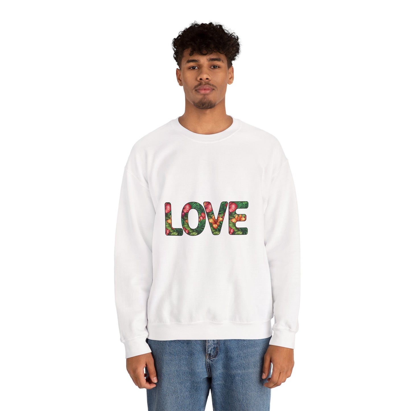 Sweat-Shirt Tendance 'LOVE' avec Imprimé Tropical, Cadeau Unique, Amateurs de Mode Décontractée, Modèle Simple et Tendance