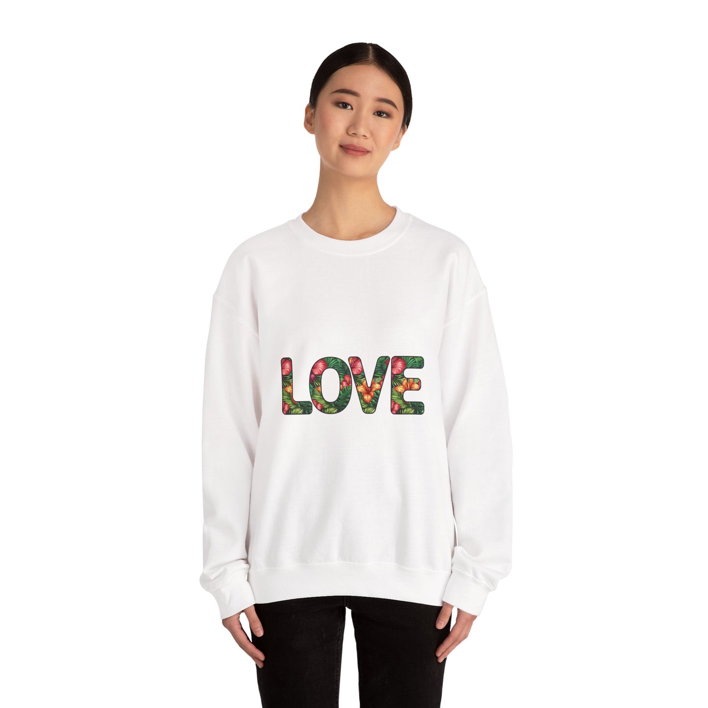 Sweat-Shirt Tendance 'LOVE' avec Imprimé Tropical, Cadeau Unique, Amateurs de Mode Décontractée, Modèle Simple et Tendance