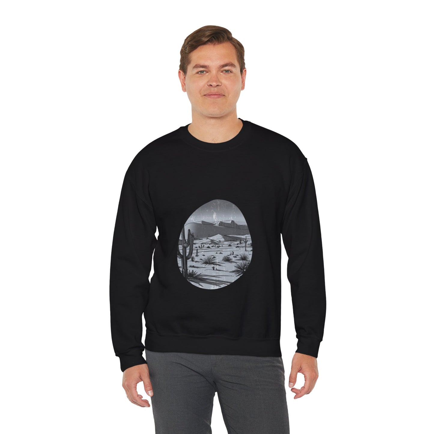 Sweat-Shirt à Design Paysage Désertique Minimaliste, Cadeau Unique, Amateurs de la nature, Modèle Tendance et Décontracté