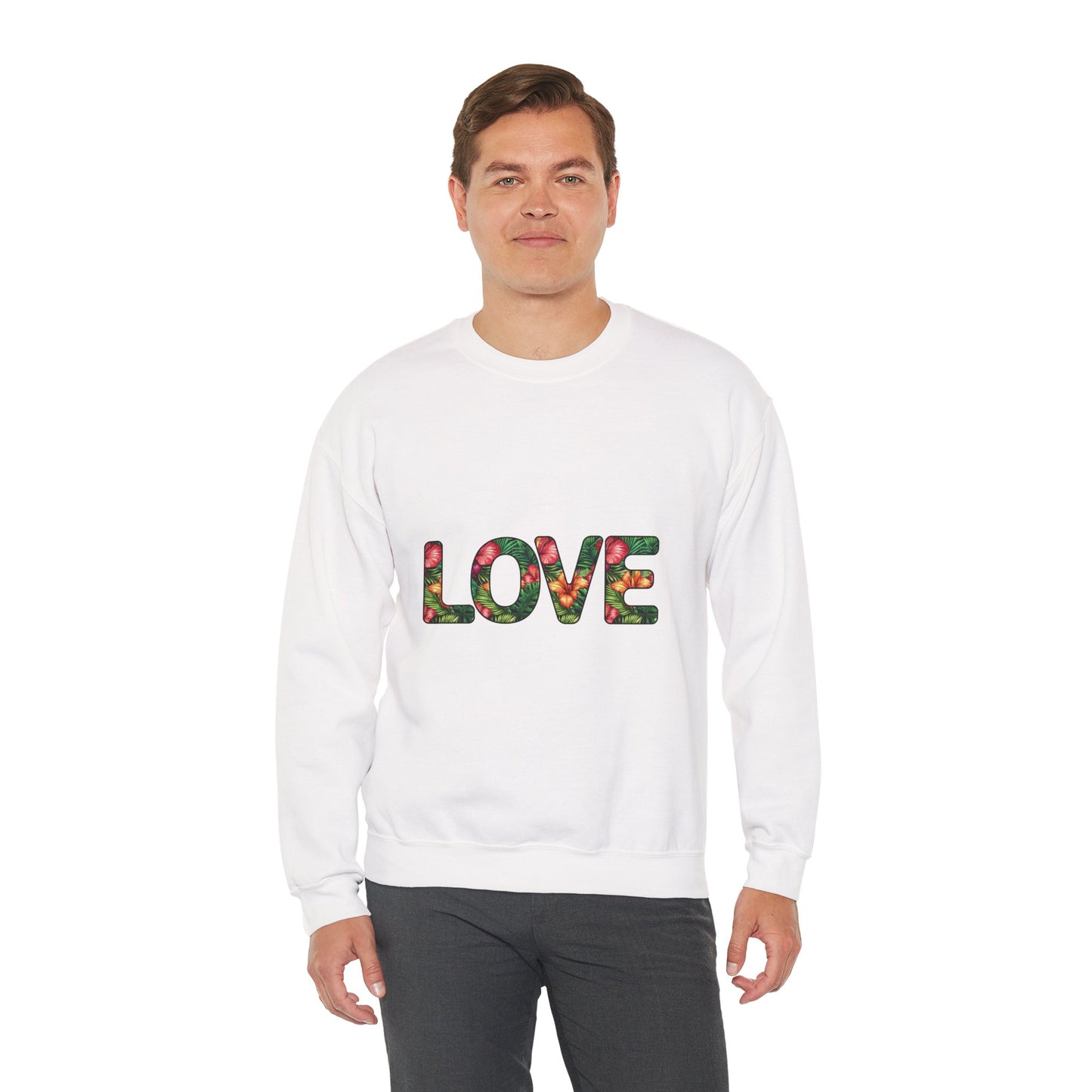 Sweat-Shirt Tendance 'LOVE' avec Imprimé Tropical, Cadeau Unique, Amateurs de Mode Décontractée, Modèle Simple et Tendance