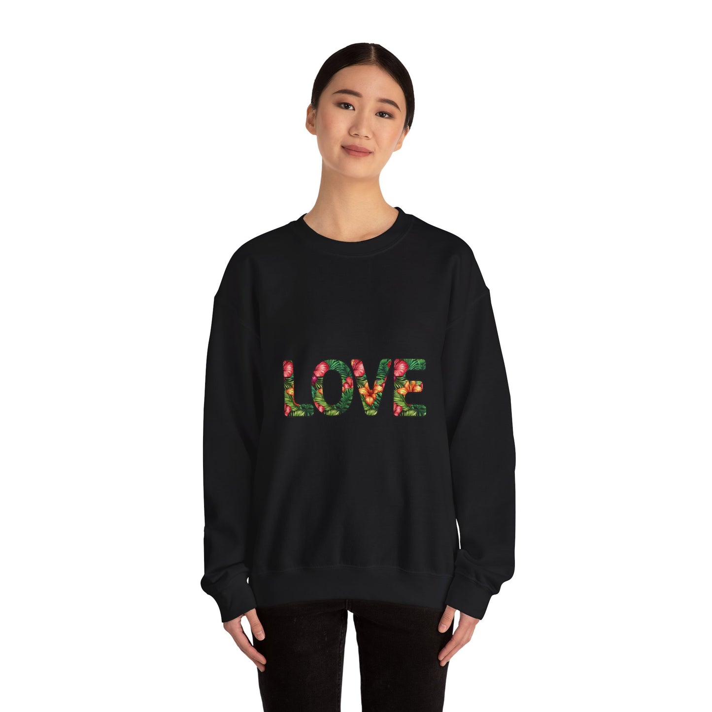 Sweat-Shirt Tendance 'LOVE' avec Imprimé Tropical, Cadeau Unique, Amateurs de Mode Décontractée, Modèle Simple et Tendance