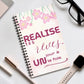 Carnet de Notes Inspirant "Réalise tes Rêves, Agenda Un Jour à la Fois" - Agenda motif fleur rose - Carnet de note motivant - Motivation Quotidienne