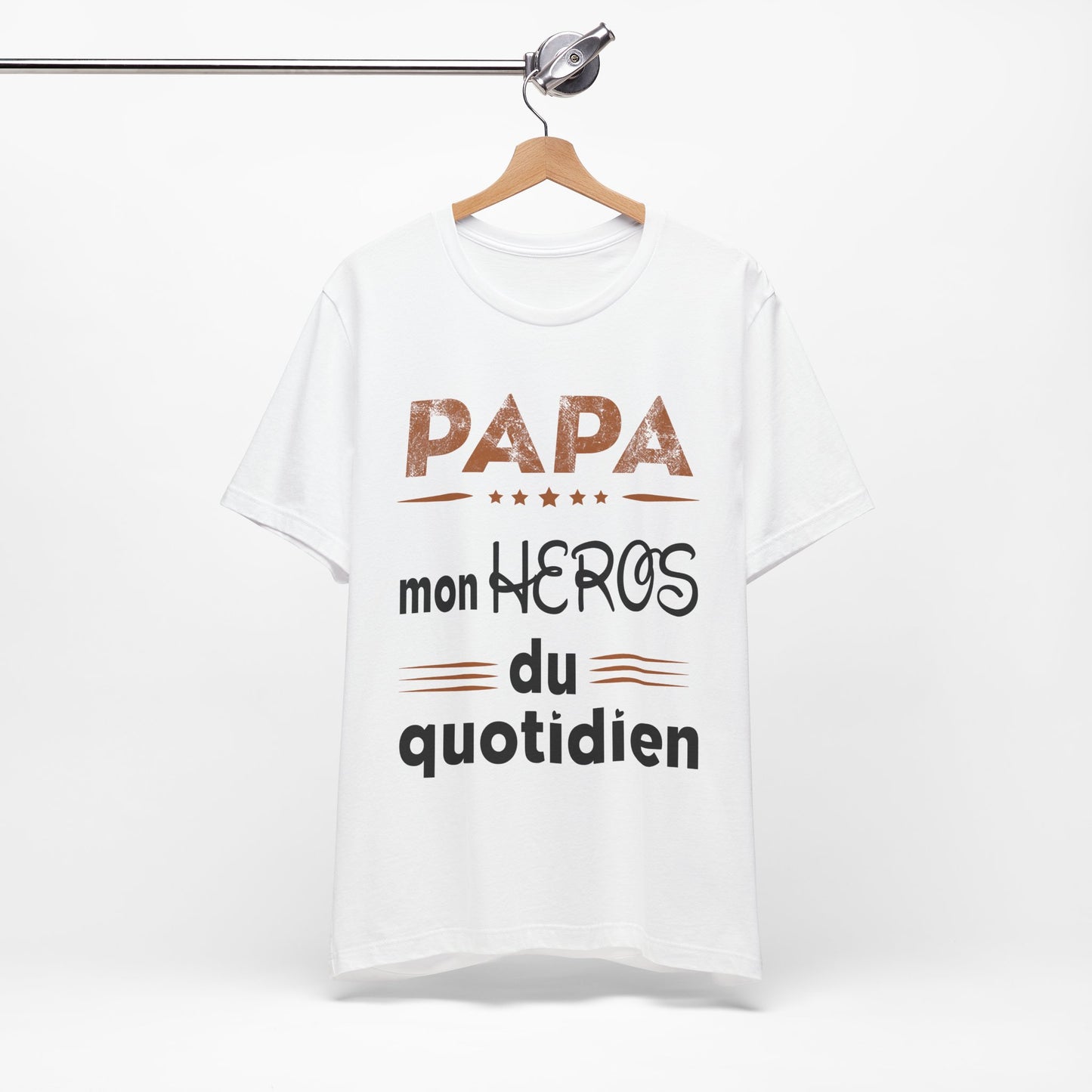 Papa T-Shirt Cadeau des pères, Mon Héros du quotidien, T-Shirt Papa Français, Cadeau Papa Original,  T-shirt Hommage pour Papa
