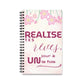 Carnet de Notes Inspirant "Réalise tes Rêves, Agenda Un Jour à la Fois" - Agenda motif fleur rose - Carnet de note motivant - Motivation Quotidienne
