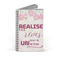 Carnet de Notes Inspirant "Réalise tes Rêves, Agenda Un Jour à la Fois" - Agenda motif fleur rose - Carnet de note motivant - Motivation Quotidienne