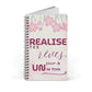 Carnet de Notes Inspirant "Réalise tes Rêves, Agenda Un Jour à la Fois" - Agenda motif fleur rose - Carnet de note motivant - Motivation Quotidienne