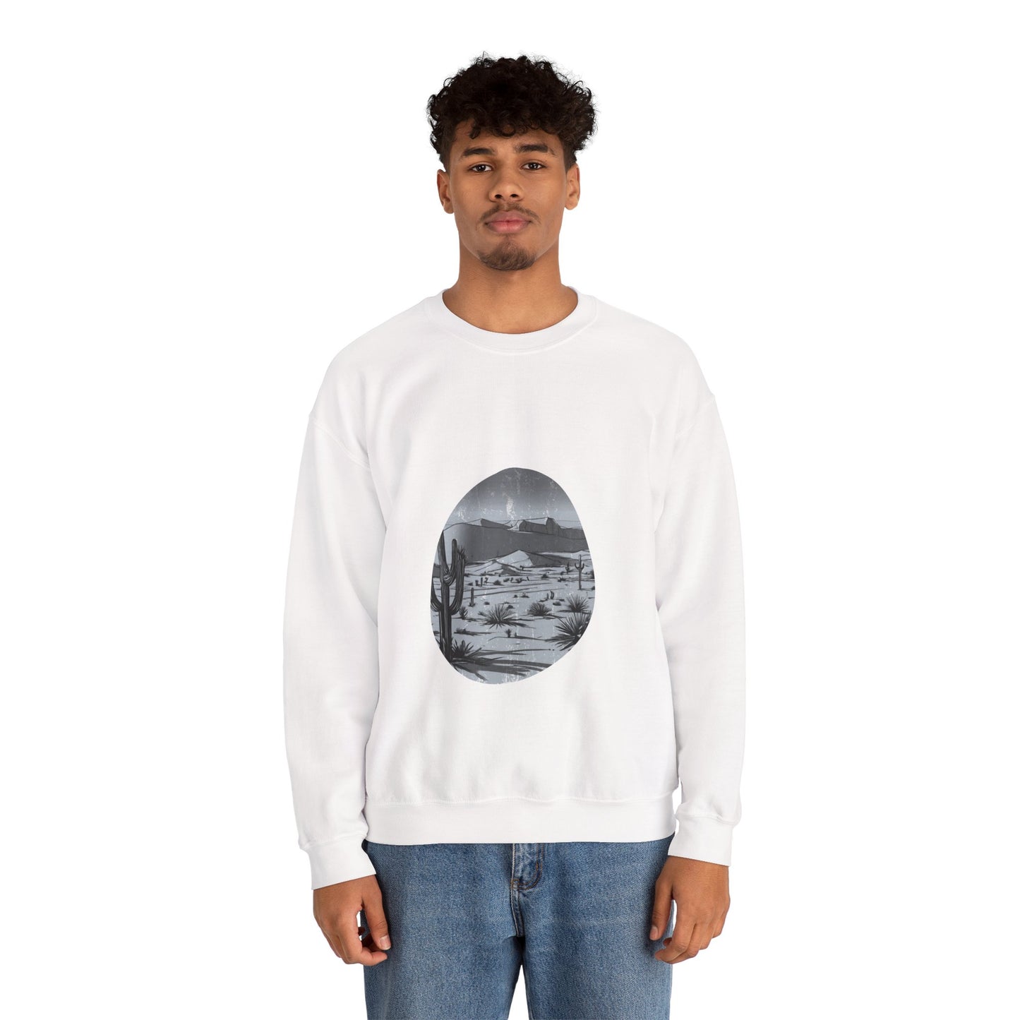 Sweat-Shirt à Design Paysage Désertique Minimaliste, Cadeau Unique, Amateurs de la nature, Modèle Tendance et Décontracté
