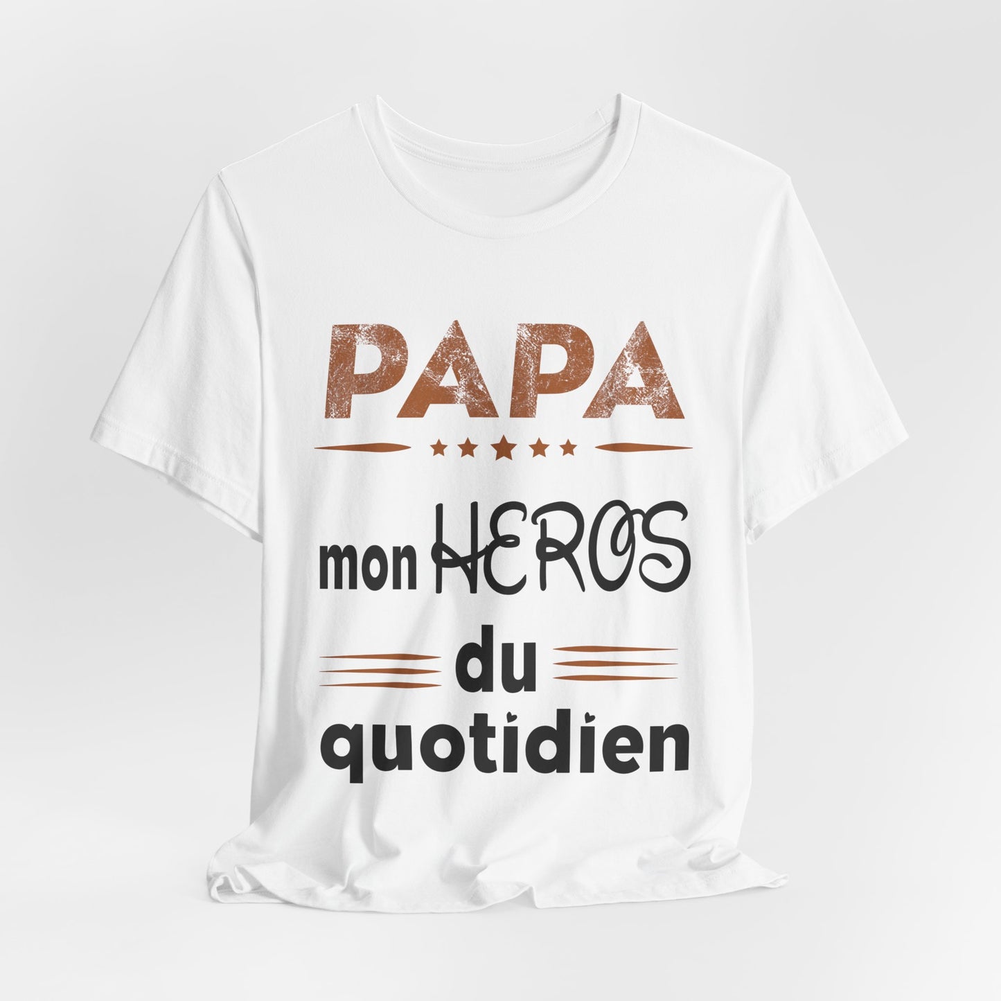 Papa T-Shirt Cadeau des pères, Mon Héros du quotidien, T-Shirt Papa Français, Cadeau Papa Original,  T-shirt Hommage pour Papa