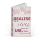Carnet de Notes Inspirant "Réalise tes Rêves, Agenda Un Jour à la Fois" - Agenda motif fleur rose - Carnet de note motivant - Motivation Quotidienne