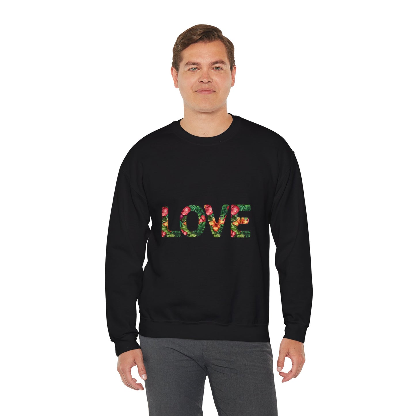 Sweat-Shirt Tendance 'LOVE' avec Imprimé Tropical, Cadeau Unique, Amateurs de Mode Décontractée, Modèle Simple et Tendance
