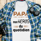 Papa T-Shirt Cadeau des pères, Mon Héros du quotidien, T-Shirt Papa Français, Cadeau Papa Original,  T-shirt Hommage pour Papa