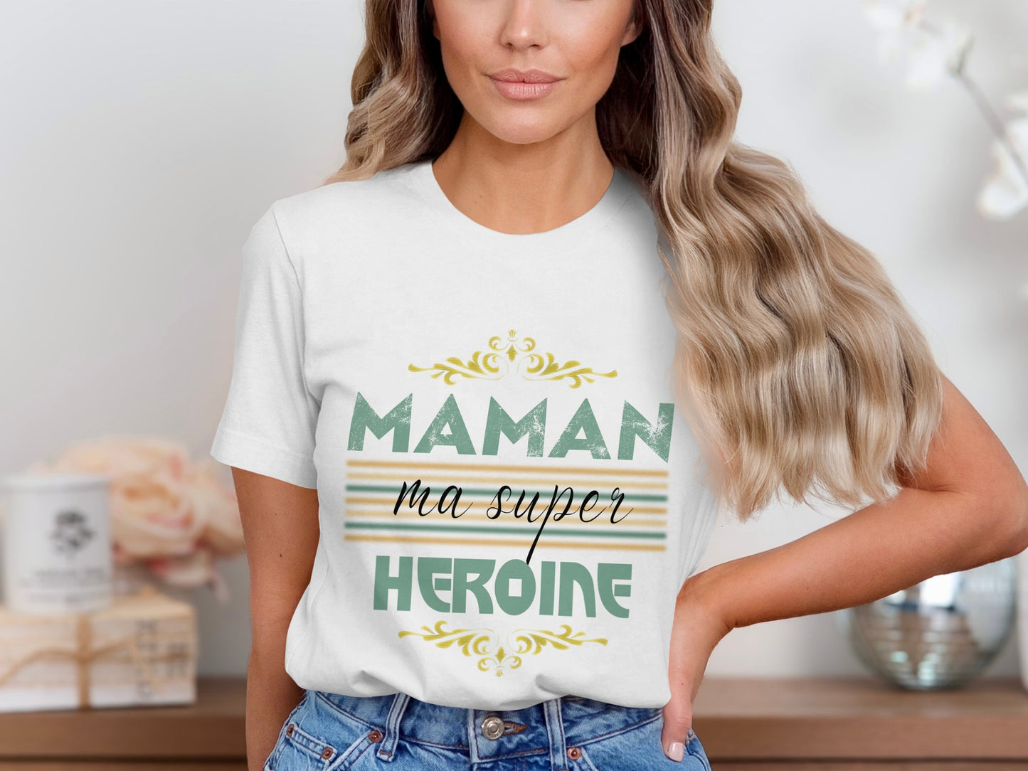 T-Shirt Maman Ma Super Héroïne, T-shirt Hommage pour Super-maman, T-shirt Hommage à la Merveilleuse Maman - Cadeau Fête des Mères