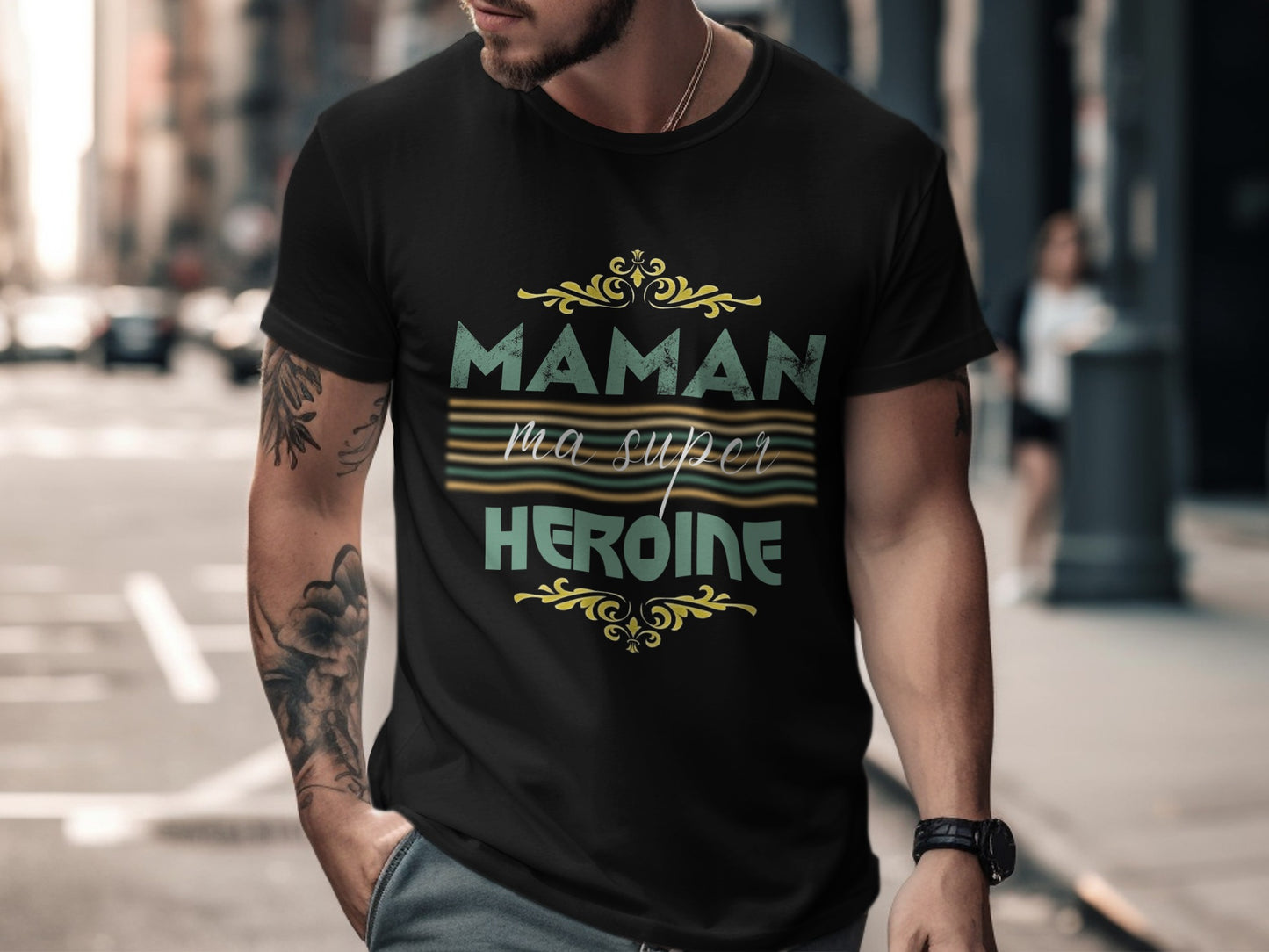 T-Shirt Maman Ma Super Héroïne, T-shirt Hommage pour Super-maman, T-shirt Hommage à la Merveilleuse Maman - Cadeau Fête des Mères