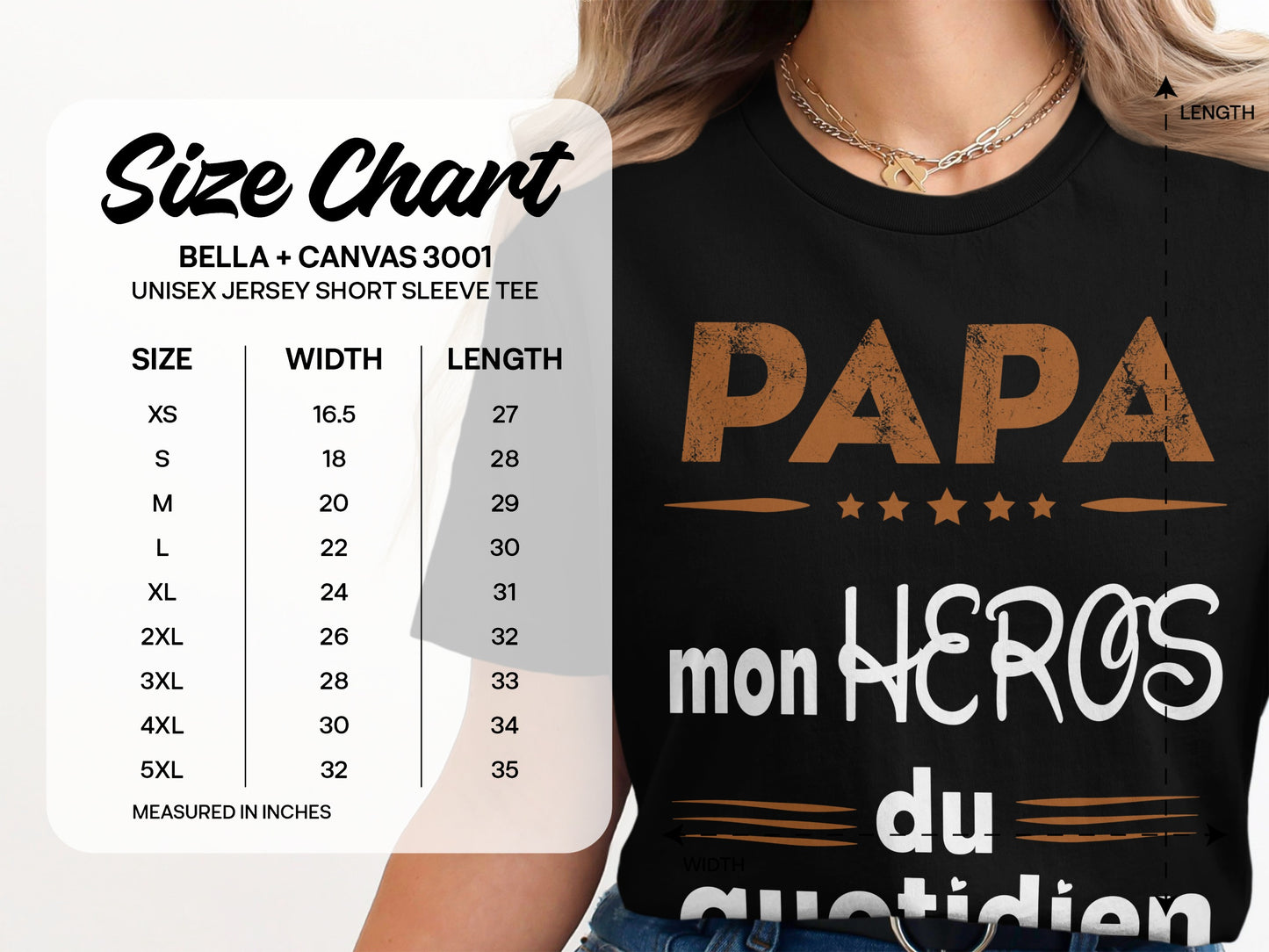 Papa T-Shirt Cadeau des pères, Mon Héros du quotidien, T-Shirt Papa Français, Cadeau Papa Original,  T-shirt Hommage pour Papa